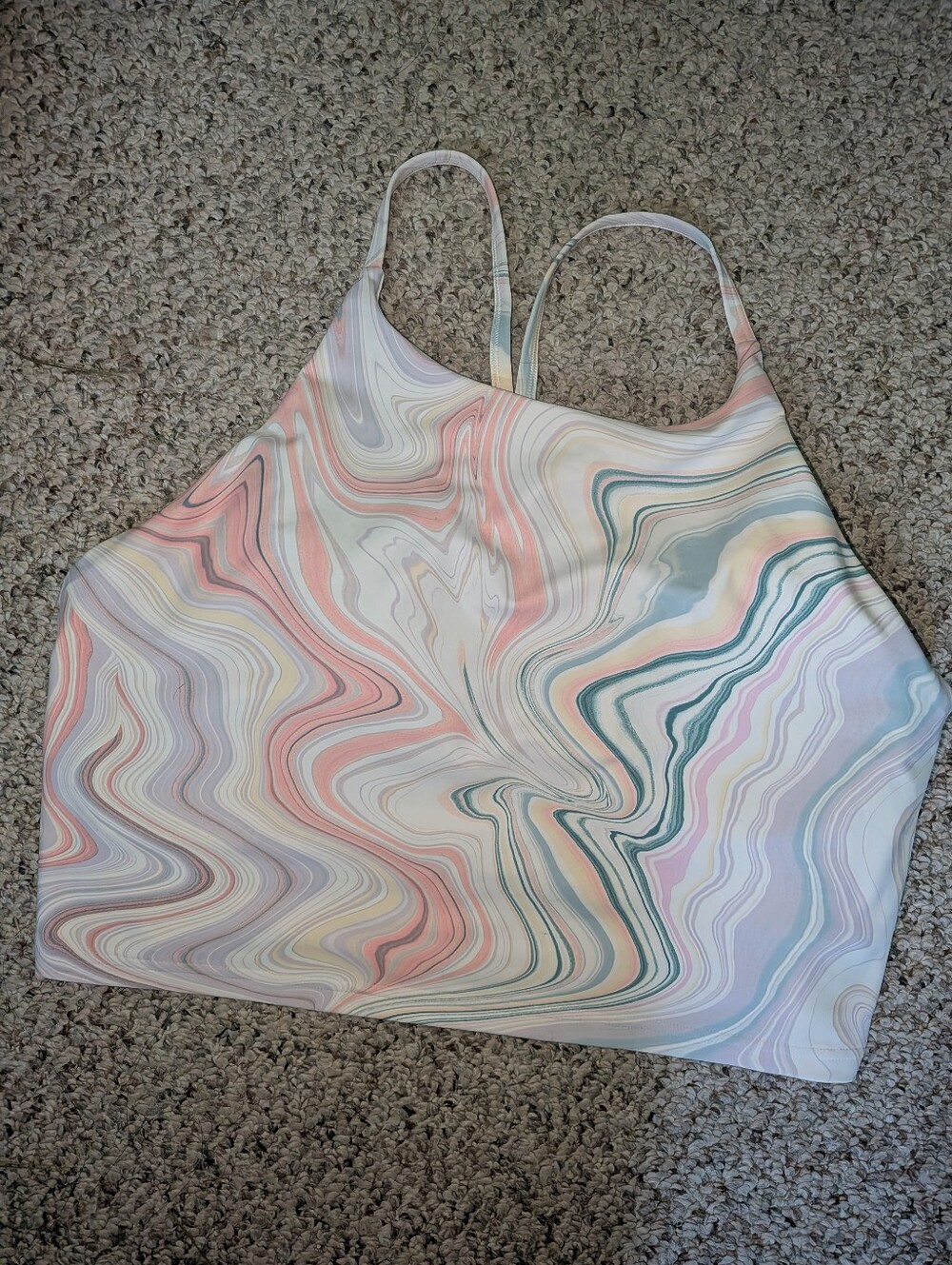 Old Navy Pastel Marble-Print Strappy Crop Bralette - Pink, Blue, Green, Cream